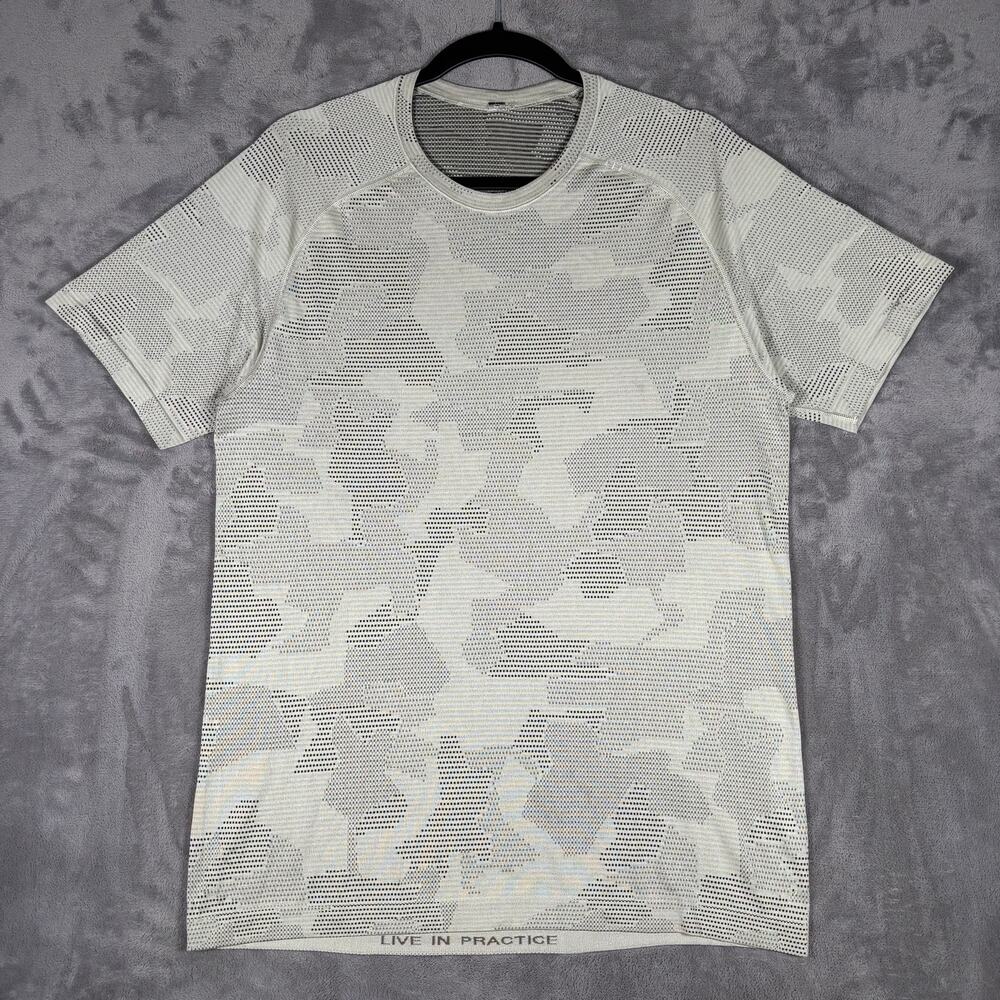 Lululemon Metal Vent Tech Geo Camo Shirt Men’s M Carbon Dust Muslin Black